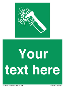 Custom sign safe condition emergency hammer